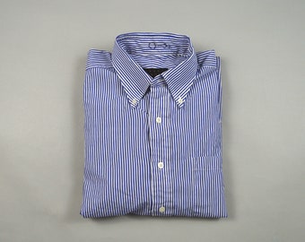 Vintage Made in USA Blue and White Stripe Shirt by Robert Talbott Size 16x33 / Large