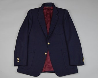 Vintage 1970s/1980s Navy Wool Patch Pocket Blazer Size 40L