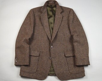 Vintage 1980s Brown w/multi Color Fleck Tweed Patch Pocket Sport Coat Size 42