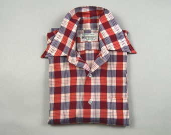 Vintage 1970s Red Plaid Short Sleeve Shirt by K Mart