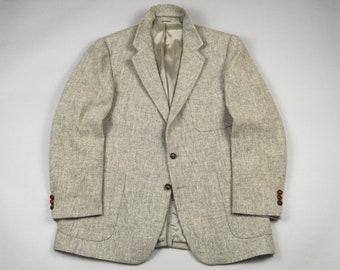 Vintage 1980s Light Gray Tweed Patch Pocket Sport Coat by Levi's Size 44