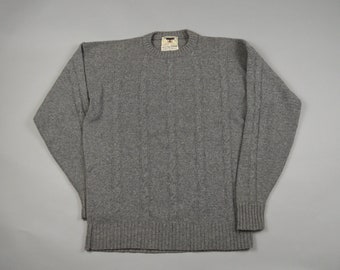 Vintage 1980s Gray Cable Knit Cashmere Sweater Size Large