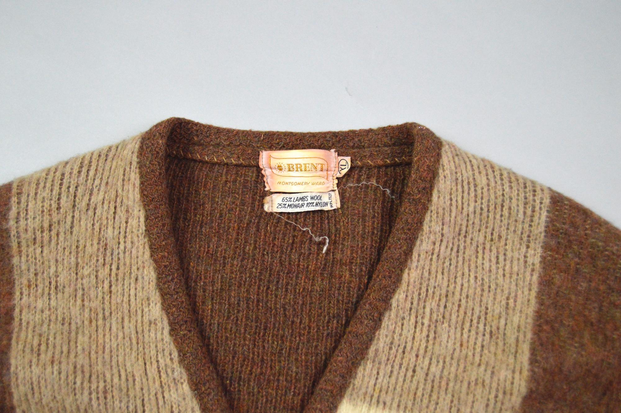 60's BRENT vintage mohair cardigan USA製 BRENT Cardigan 60s Vintage Mohair Long Leg Length M Gray