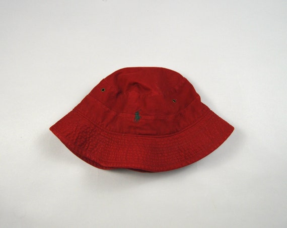 Vintage 1990s Red Cotton Bucket Hat by Polo Ralph… - image 1