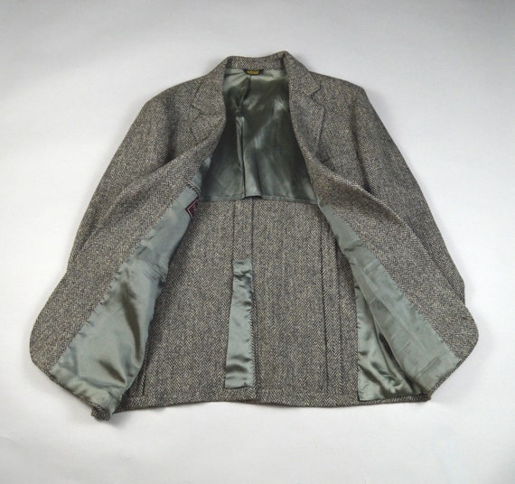 Vintage 1980s Gray Herringbone Tweed Sport Coat b… - image 4