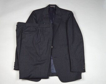 Vintage 1980s Charcoal Wool Twill Suit by Austin Reed Size 42L