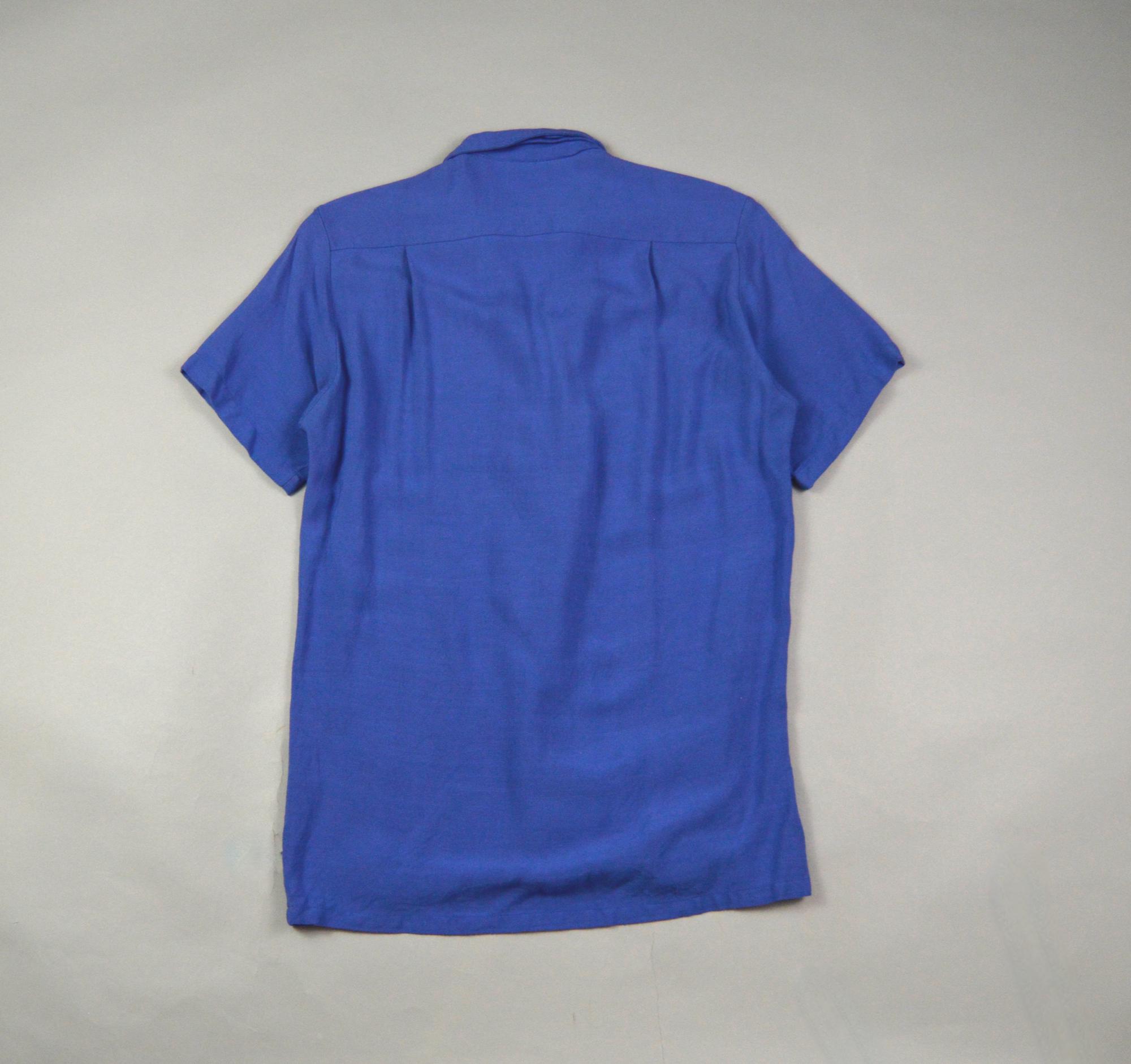 Vintage 1950s Size XS Blue Rayon Embroidered Loop Collar
