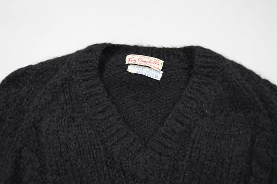 Vintage 1960s Small/medium Black Mohair V Neck Sweater by Vintage 1960s Small/medium Black Mohair V Neck Sweater by