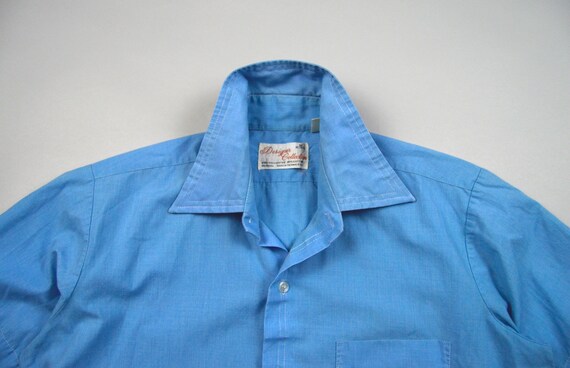 Vintage 1970s Blue Short Sleeve Shirt Size Medium - image 5