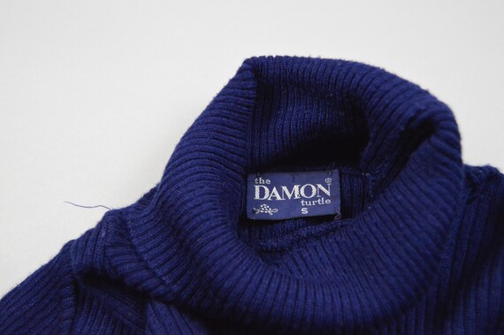 Vintage 1970s Navy Blue Turtle Neck by Damon Size… - image 5