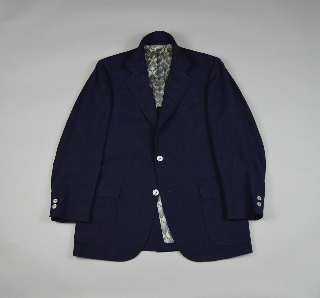 Vintage 1960s Navy Patch Pocket Ivy Style Blazer Size 38/40 Etsy