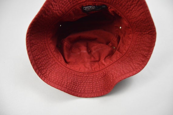 Vintage 1990s Red Cotton Bucket Hat by Polo Ralph… - image 6