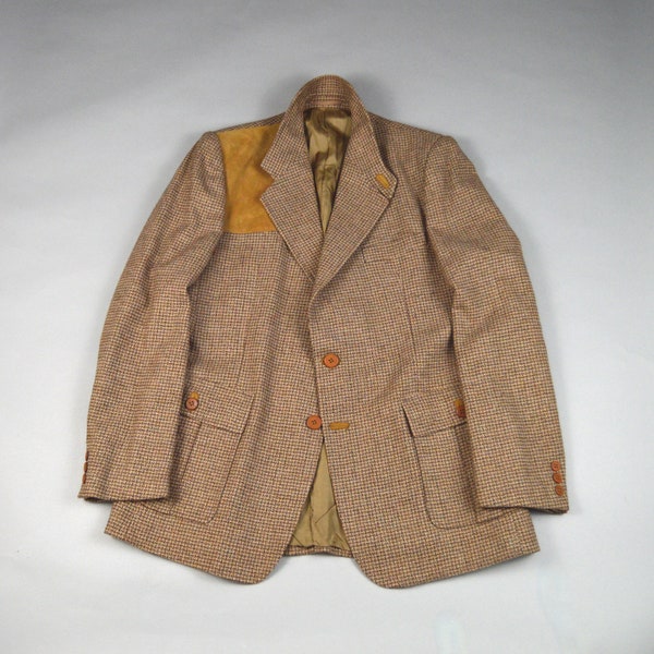 Vintage 1980s Tan and Brown Tweed Sport Coat Size 42L