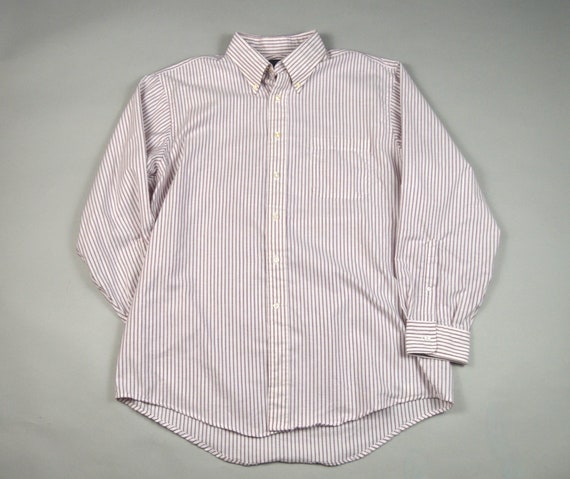 Vintage Red and White Stripe Oxford Shirt by Land… - image 2