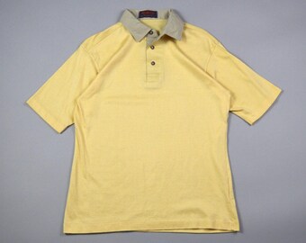 Vintage 1980s Size Medium Pale Yellow Polo Shirt by Bert Pullitzer