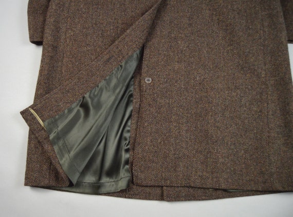 Vintage 1970s/1980s Brown Herringbone Tweed Overc… - image 6