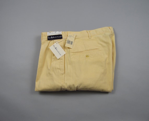 Vintage Deadstock 1980s Pale Yellow Chinos by Pol… - image 1
