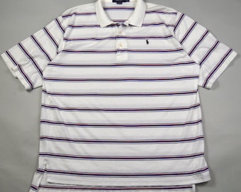 Vintage Size XL White Striped Polo Shirt by Polo Golf