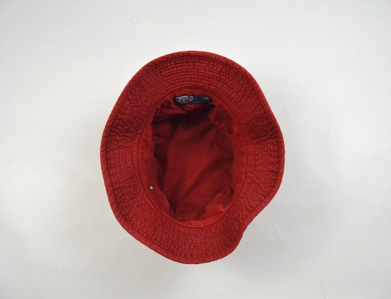 Vintage 1990s Red Cotton Bucket Hat by Polo Ralph… - image 4