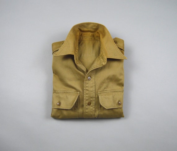 Vintage 1950s Khaki Military Uniform Shirt Size S… - image 1