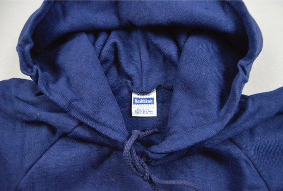 Vintage Deadstock 1980s Navy Raglan Hooded Sweats… - image 4