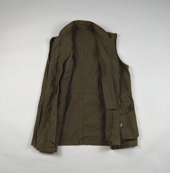 Vintage 1990s Dark Green Cotton Canvas Vest by J … - image 4