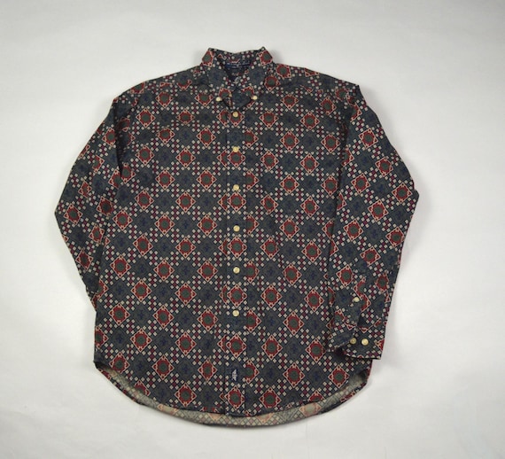 Vintage 1990s Size Small Patterned Button Down Sh… - image 2