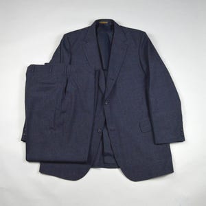 Vintage 80s Brooks Brothers Dark Blue Lightweight Suit 46L
