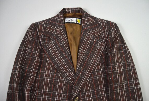 Vintage 1970s Brown Flecked Plaid Sport Coat by P… - image 3