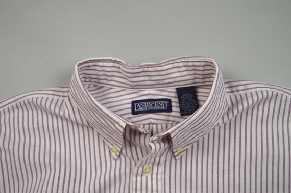 Vintage Red and White Stripe Oxford Shirt by Land… - image 5