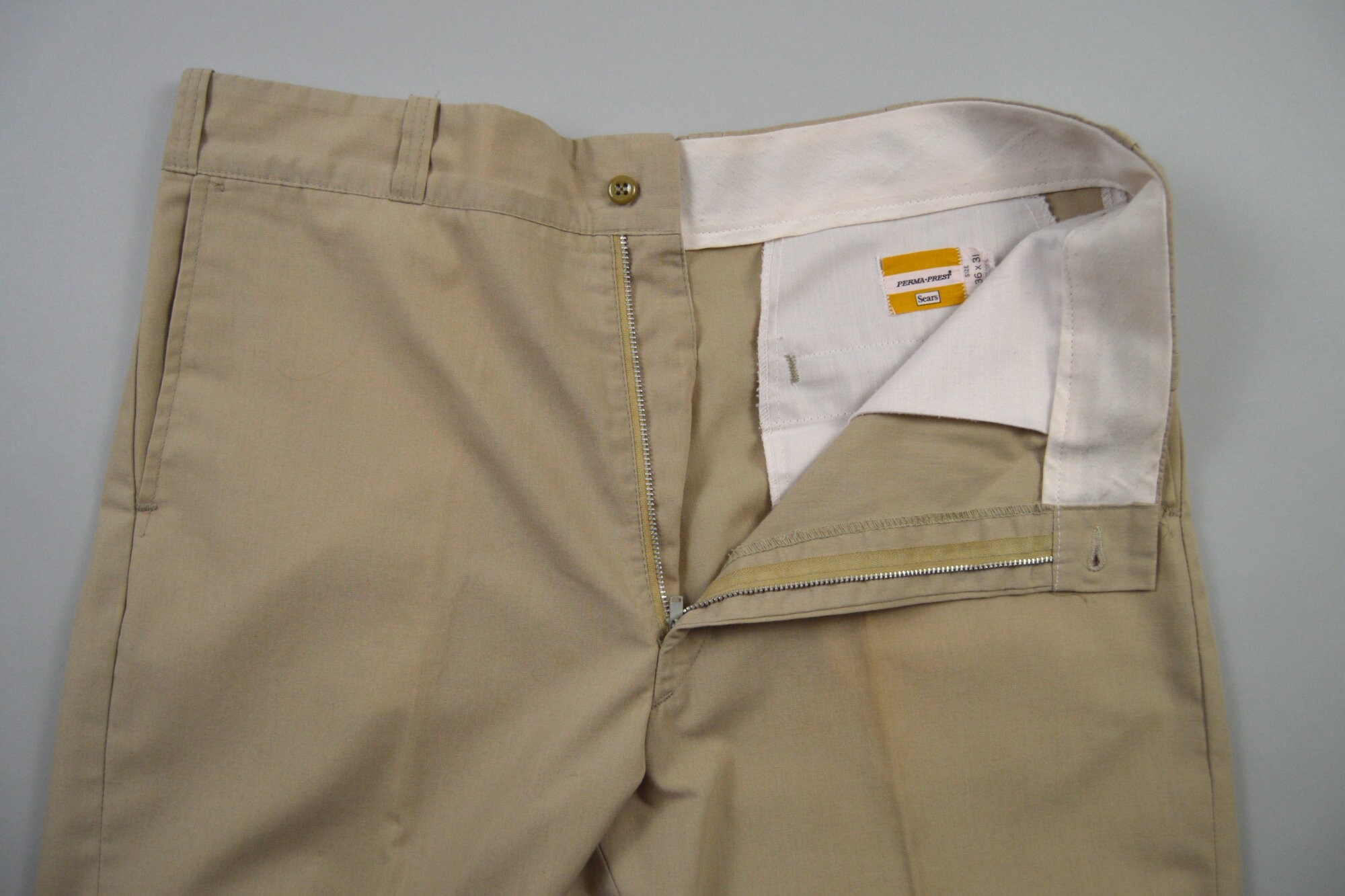Vintage 1970s Tan Perma Prest Trousers by Sears Size 36 - Etsy Vintage 1970s Tan Perma Prest Trousers by Sears Size 36 - Etsy