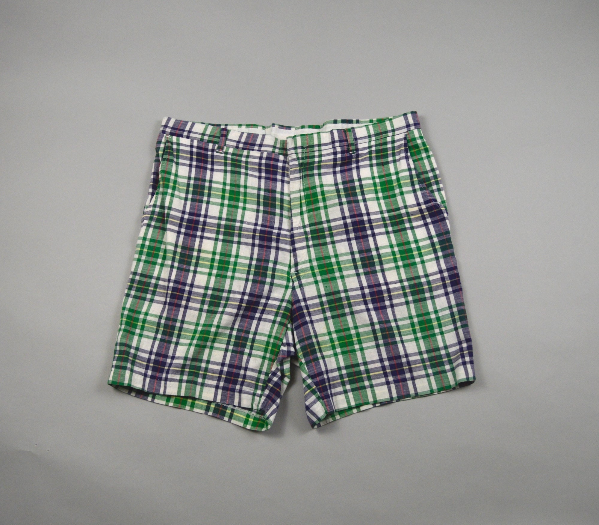 Vintage 1970s/1980s Green and Blue Plaid Shorts Size 36 -  Canada