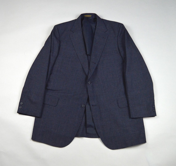 Vintage 1980s Size 44L/45L Navy Glen Plaid Suit by Brooks Brothers