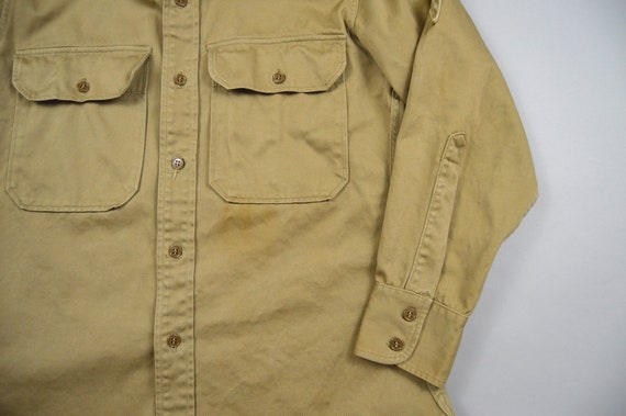 Vintage 1950s Khaki Military Uniform Shirt Size S… - image 6