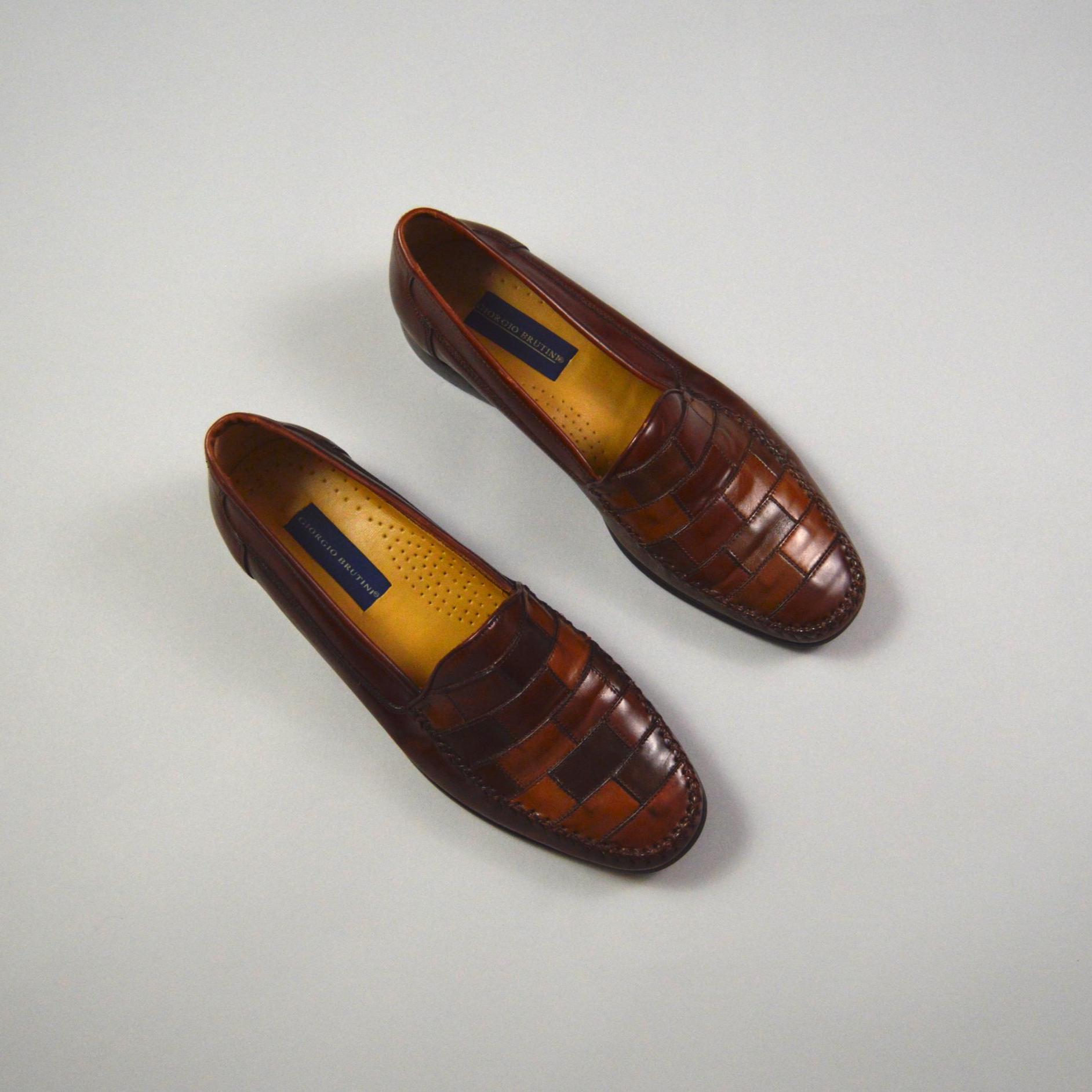 Vtg Giorgio Brutini Mens Woven Leather Loafers Black Burgundy 9D Academia Dandy Giorgio Brutini Loafers - Etsy main image 3