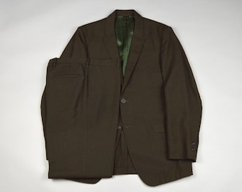 Vintage 1960s Olive Brown Suit by Towncraft Size 36S
