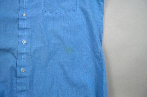 Vintage 1970s Blue Short Sleeve Shirt Size Medium - image 3