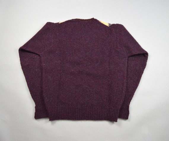 Vintage Deep Burgundy Argyle Shetland Wool Sweate… - image 3