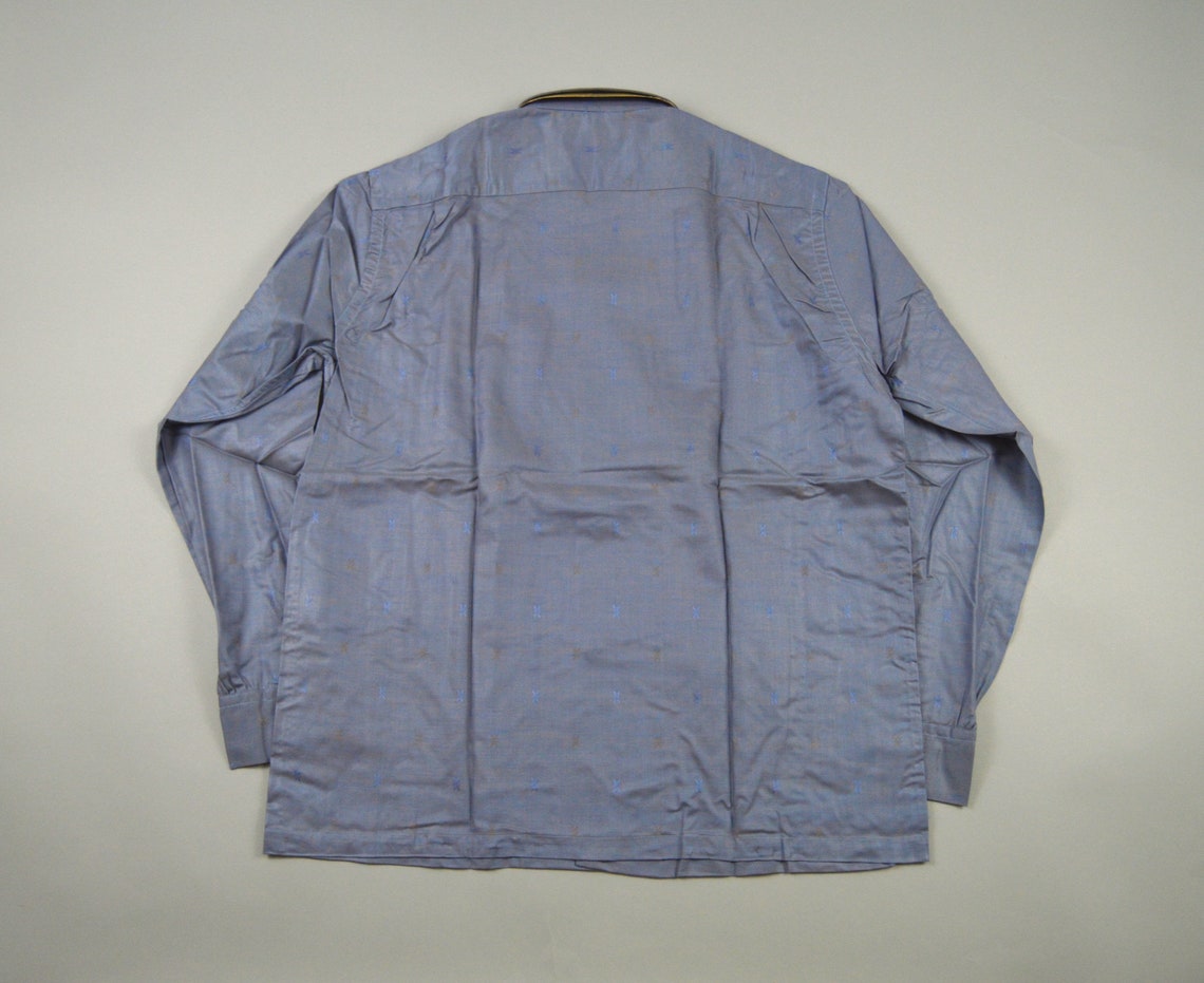 Vintage Deadstock 1950s/1960s Blue Rayon Loop Collar Shirt by - Etsy