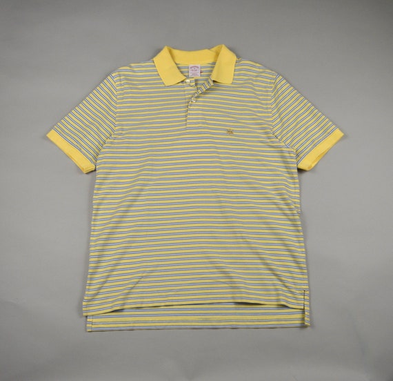 Vintage Yellow and Blue Stripe Cotton Polo by Bro… - image 1