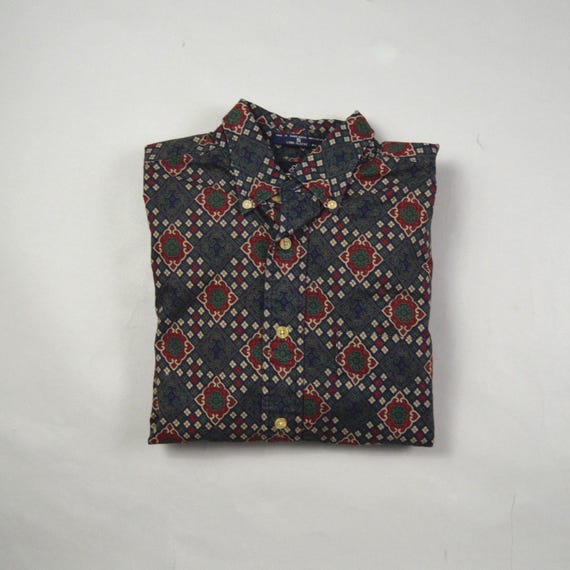 Vintage 1990s Size Small Patterned Button Down Sh… - image 1