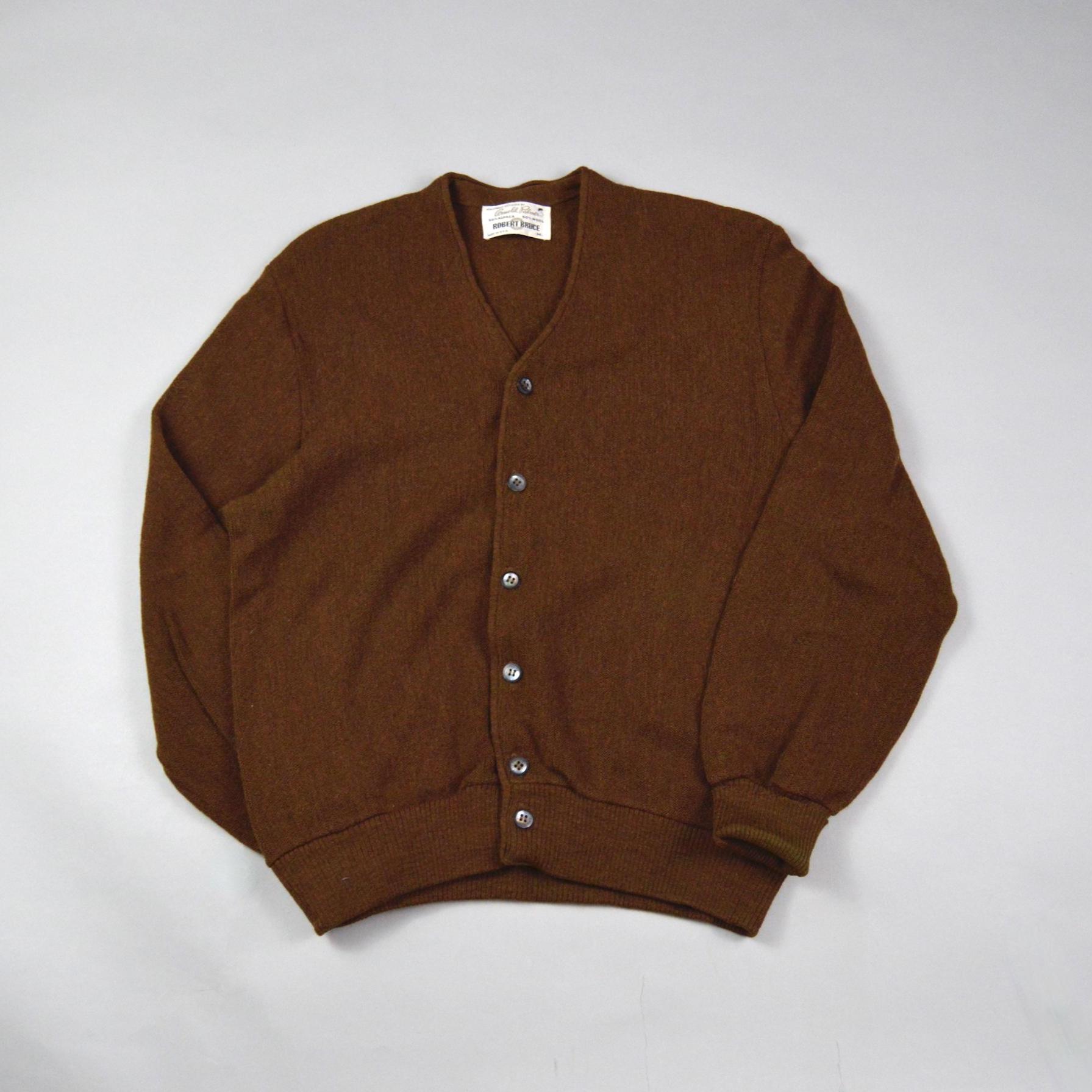 Vintage 1960s Size Medium Brown Alpaca Blend Cardigan by Robert 