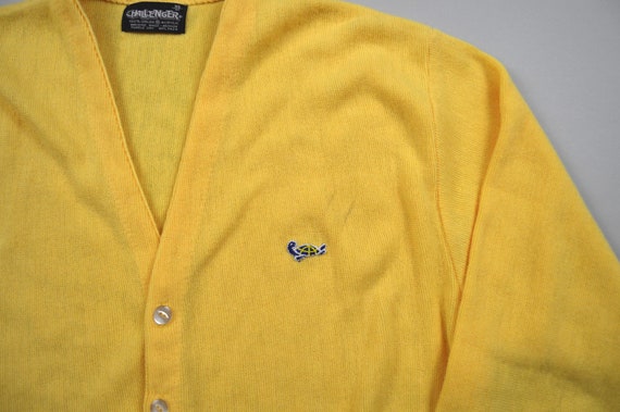 Vintage 1970s Yellow Cardigan by Challenger Size … - image 3