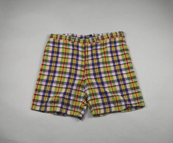 Vintage 1980s Polo Ralph Lauren Madras Plaid Shorts Size 41