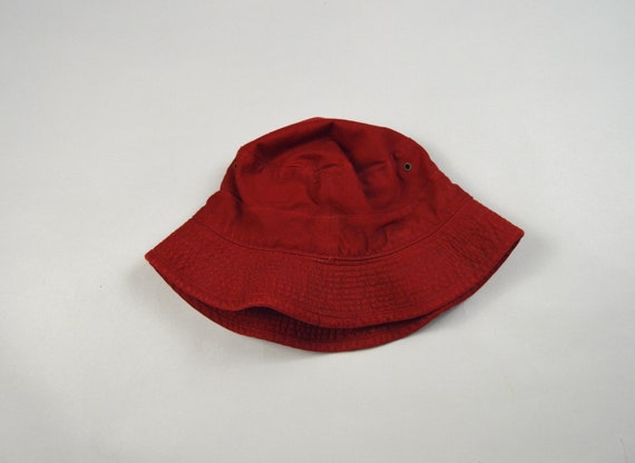 Vintage 1990s Red Cotton Bucket Hat by Polo Ralph… - image 3