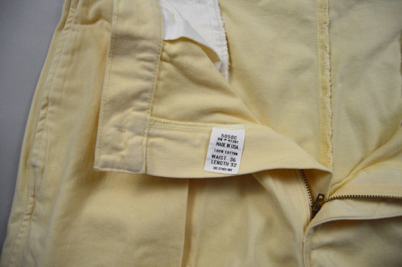 Vintage Deadstock 1980s Pale Yellow Chinos by Pol… - image 7