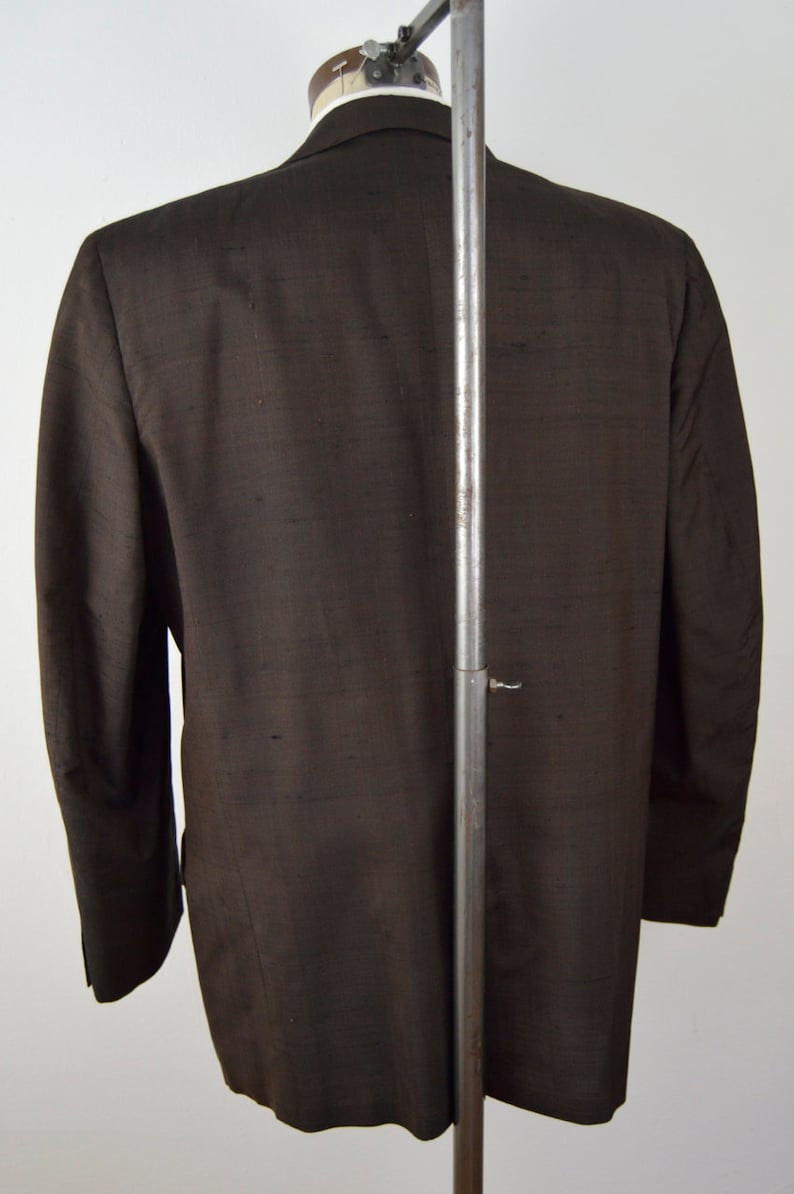 Vintage 1960s Chocolate Brown Slubbed Silk Suit by Cartier | Etsy 1960s Mens Suits