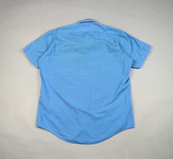 Vintage 1970s Blue Short Sleeve Shirt Size Medium - image 4