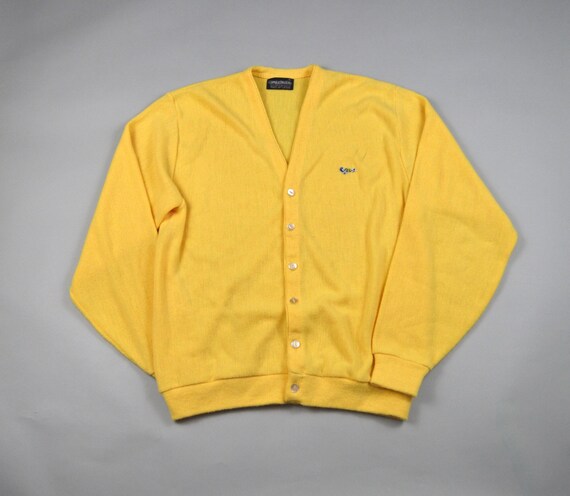 Vintage 1970s Yellow Cardigan by Challenger Size … - image 1