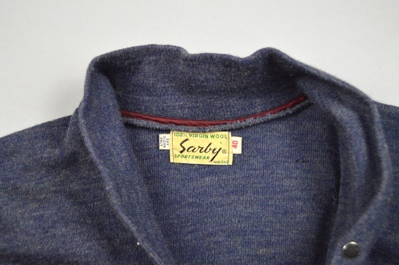 Vintage 1950s Blue Gray Zip Front Work Cardigan b… - image 7